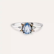 Dew 0.81 CT Blue Safir ve Brown Pırlanta Taşlı Beyaz Altın Yüzük