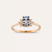 Navy 0.81 CT Light Blue Safir ve Pırlanta Taşlı Rose Altın Yüzük