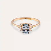 0.81 CT Light Blue Safir ve Pırlanta Taşlı Rose Altın Yüzük