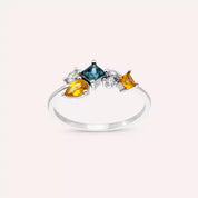 Candy 0.81 CT Multicolor Safir ve Pırlanta Taşlı Beyaz Altın Yüzük