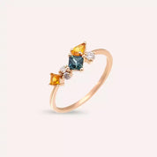 Candy0.81 CT Multicolor Safir ve Pırlanta Taşlı Rose Altın Yüzük