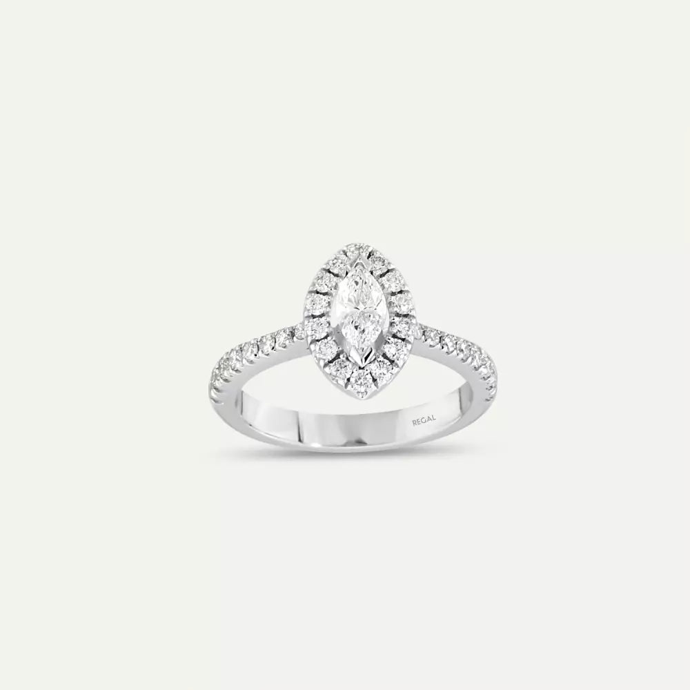 0.82 CT Markiz Kesim Pırlanta Taşlı Beyaz Altın Yüzük