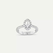 0.82 CT Markiz Kesim Pırlanta Taşlı Beyaz Altın Yüzük