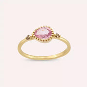 Arlo 0.82 CT Pink Safir ve Brown Pırlanta Taşlı Sarı Altın Yüzük