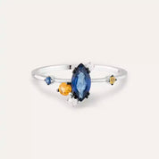 0.83 CT Multicolor Safir ve Pırlanta Taşlı Beyaz Altın Yüzük