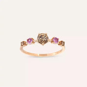Chroma 0.84 CT Brown Pırlanta ve Pink Safir Taşlı Rose Altın Yüzük