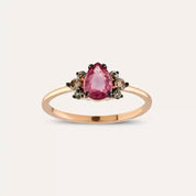0.84 CT Multicolor Safir ve Brown Pırlanta Taşlı Rose Altın Yüzük
