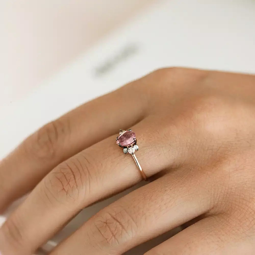 Dew 0.84 CT Multicolor Safir ve Brown Pırlanta Taşlı Rose Altın Yüzük