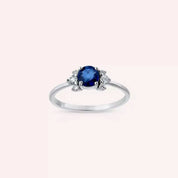 0.84 CT Safir ve Pırlanta Taşlı Beyaz Altın Yüzük