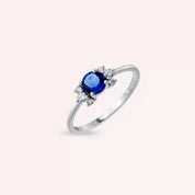 0.84 CT Safir ve Pırlanta Taşlı Beyaz Altın Yüzük