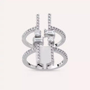 Vertex 0.87 CT Baget Pırlanta Taşlı Beyaz Altın Yüzük