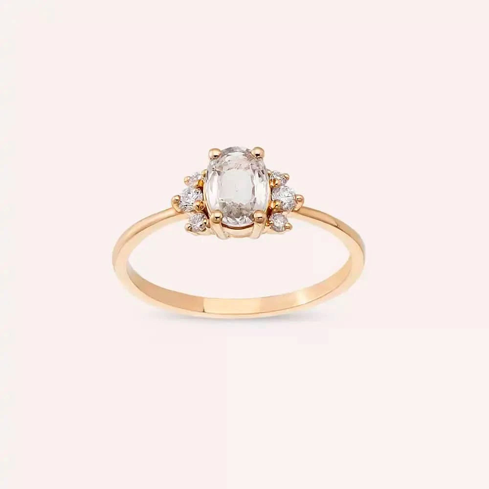 0.86 CT Multicolor Safir ve Pırlanta Taşlı Beyaz Altın Yüzük