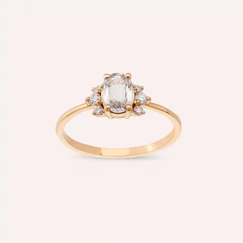 Navy 0.86 CT Multicolor Safir ve Pırlanta Taşlı Beyaz Altın Yüzük