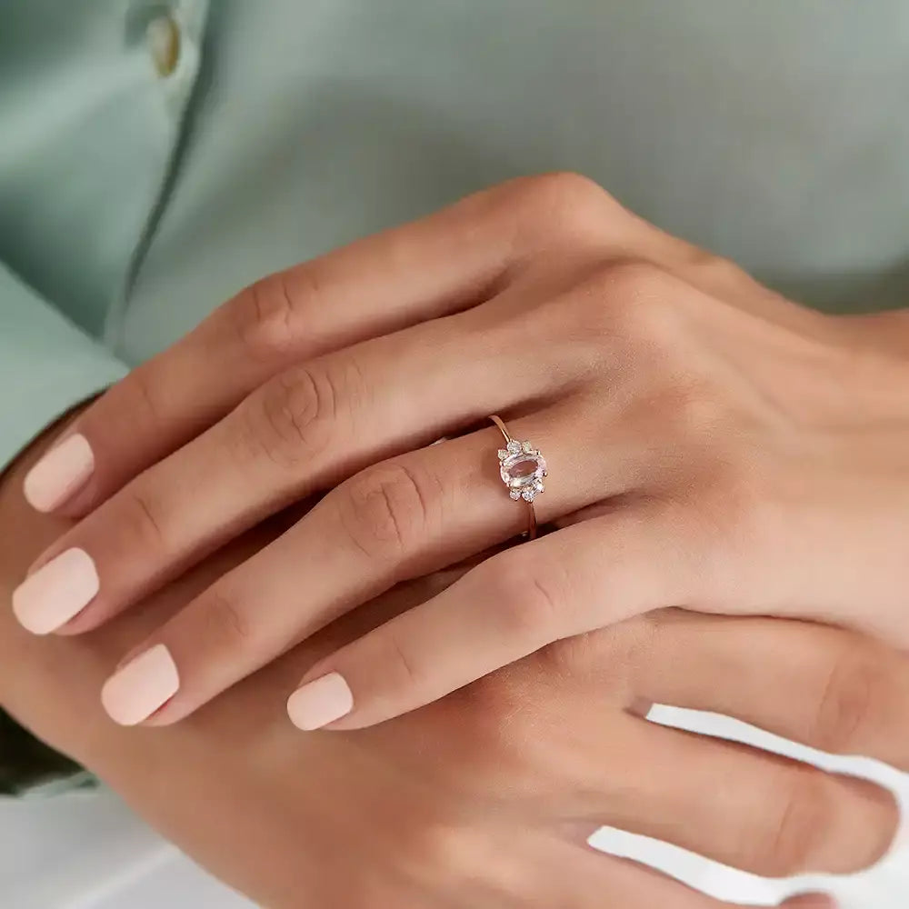 Navy 0.86 CT Multicolor Safir ve Pırlanta Taşlı Beyaz Altın Yüzük