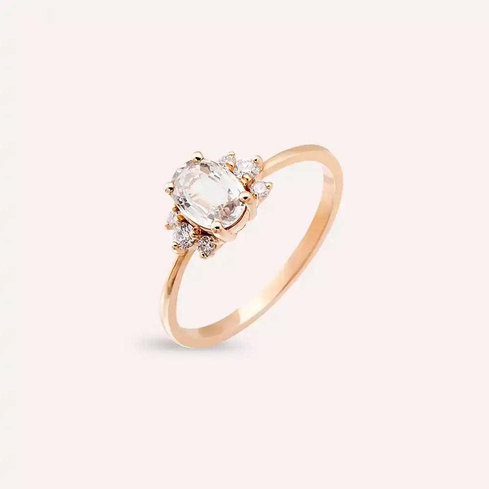 Navy 0.86 CT Multicolor Safir ve Pırlanta Taşlı Beyaz Altın Yüzük