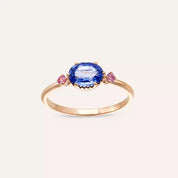 Swing 0.89 CT Blue ve Pink Safir Taşlı Rose Altın Yüzük