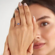 0.89 CT Blue ve Pink Safir Taşlı Rose Altın Yüzük