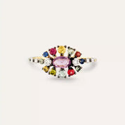 Pollen 0.90 CT Multicolor Safir Taşlı Rose Altın Yüzük