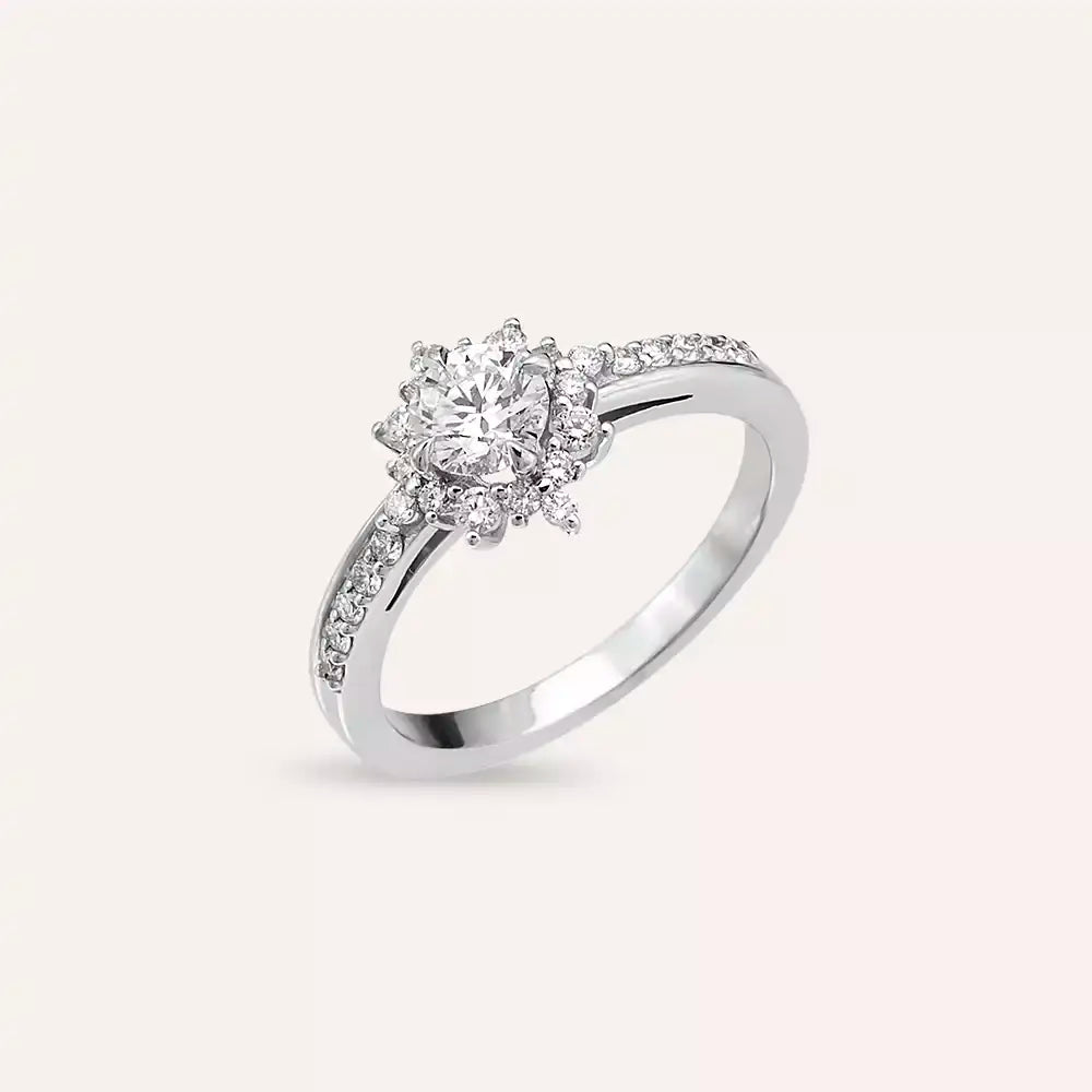 0.90 CT Pırlanta Taşlı Beyaz Altın Yüzük