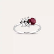 0.90 CT Yakut ve Baget Kesim Pırlanta Taşlı Beyaz Altın Yüzük