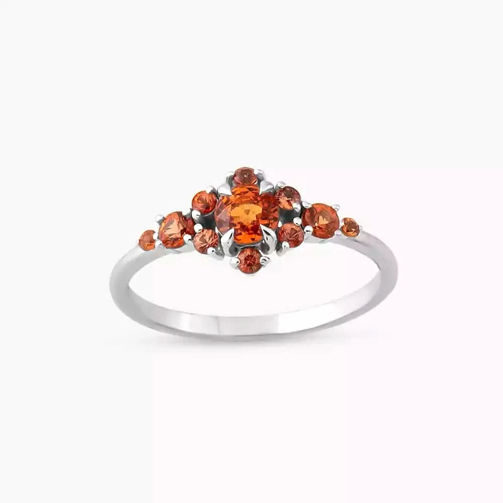 0.91 CT Orange Safir Taşlı Beyaz Altın Yüzük