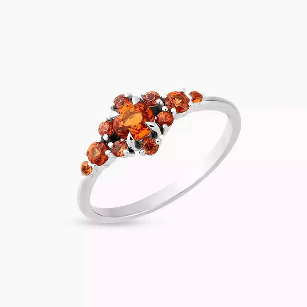 0.91 CT Orange Safir Taşlı Beyaz Altın Yüzük