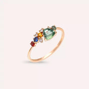 Cosmo 0.92 CT Multicolor Safir ve Pırlanta Taşlı Rose Altın Yüzük
