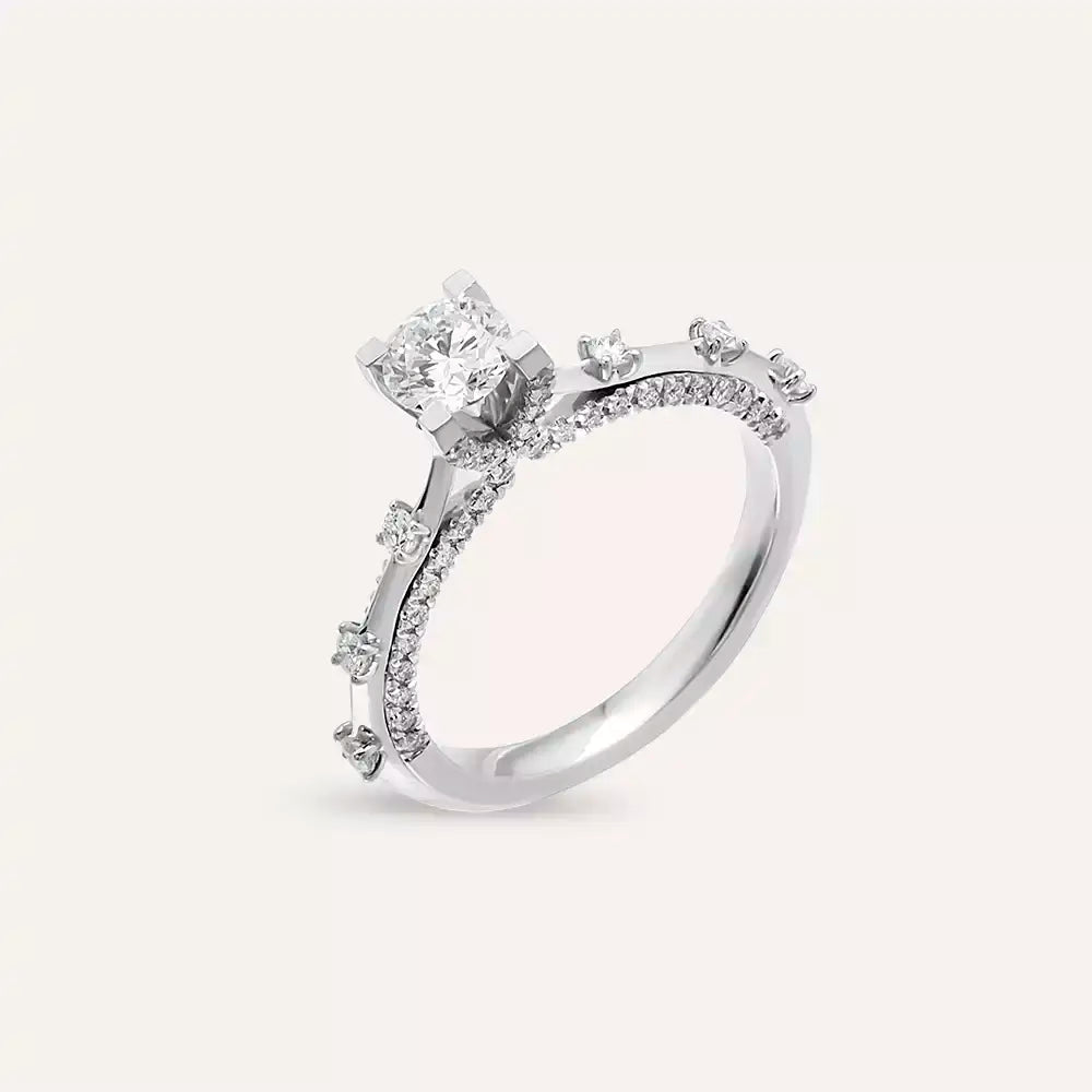 0.92 CT Pırlanta Taşlı Beyaz Altın Yüzük