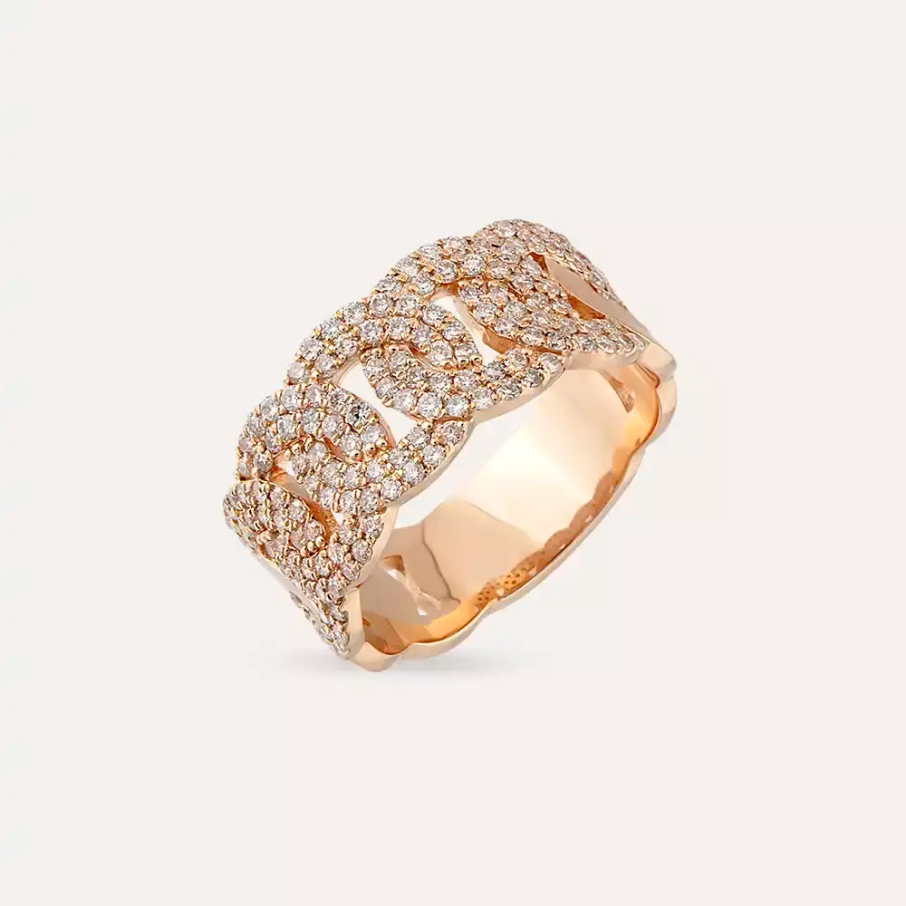 0.92 CT Pırlanta Taşlı Rose Altın Sarmal Yüzük