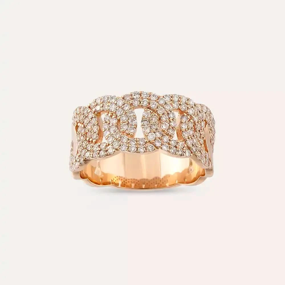 0.92 CT Pırlanta Taşlı Rose Altın Sarmal Yüzük