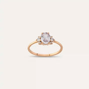 Navy 0.93 CT Light Blue Safir ve Pırlanta Taşlı Rose Altın Yüzük