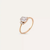 0.93 CT Light Blue Safir ve Pırlanta Taşlı Rose Altın Yüzük