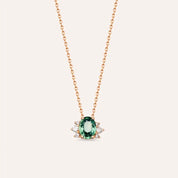 0.93 CT Multicolor Safir ve Pırlanta Taşlı Rose Altın Kolye