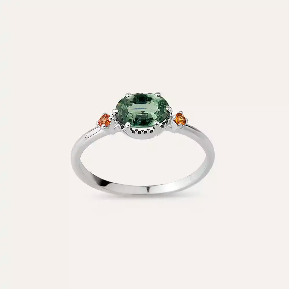 0.94 CT Green Safir ve Orange Safir Taşlı Yüzük
