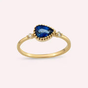 Arlo 0.94 CT Safir ve Pırlanta Taşlı Sarı Altın Yüzük