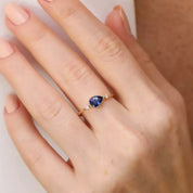Arlo 0.94 CT Safir ve Pırlanta Taşlı Sarı Altın Yüzük