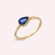 Arlo 0.94 CT Safir ve Pırlanta Taşlı Sarı Altın Yüzük