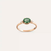 0.96 CT Green Safir ve Pırlanta Taşlı Rose Altın Yüzük