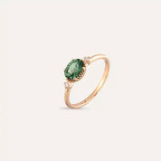 0.96 CT Green Safir ve Pırlanta Taşlı Rose Altın Yüzük