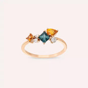 Candy 0.98 CT Multicolor Safir Taşlı Rose Altın Yüzük