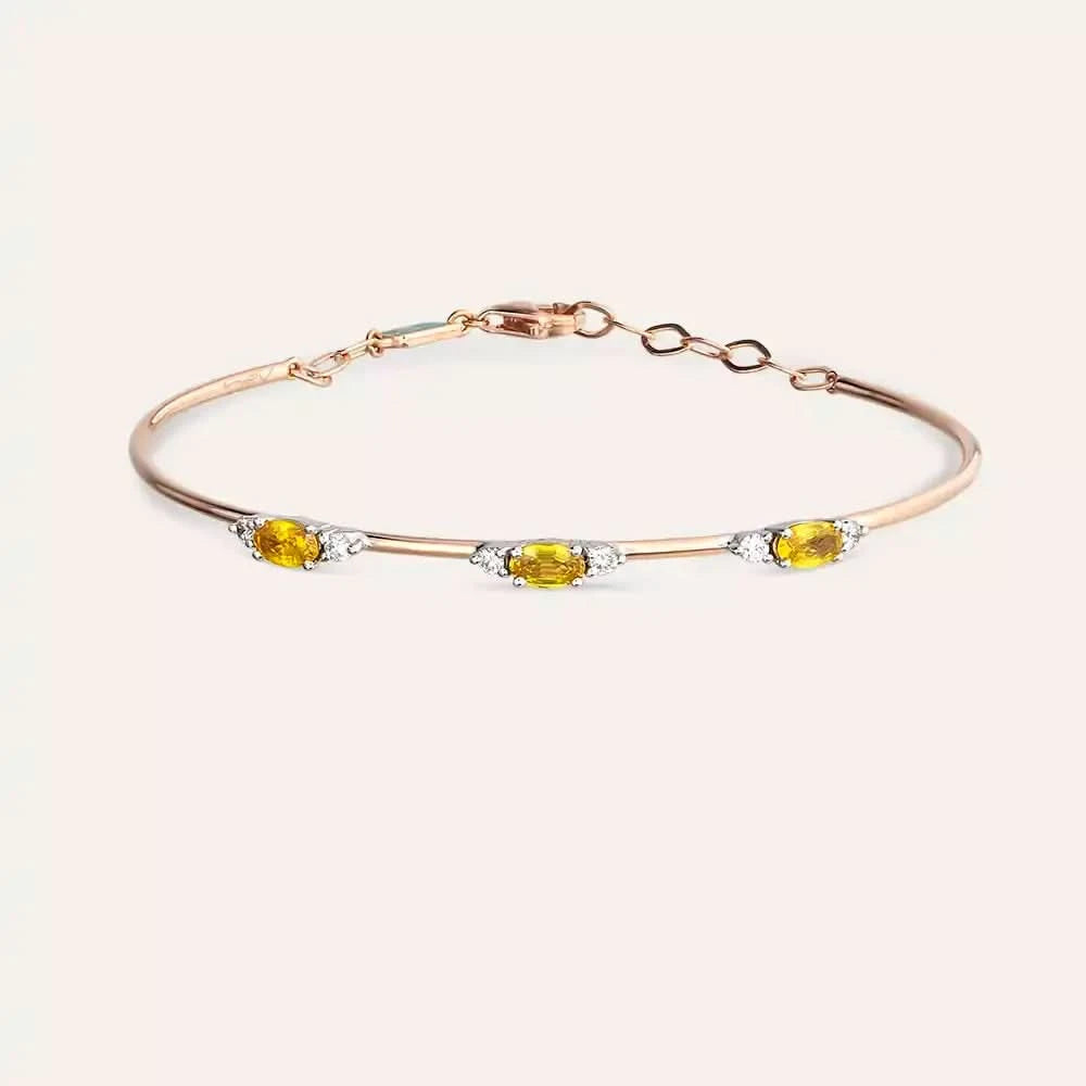 0.98 CT Yellow Safir ve Pırlanta Taşlı Bileklik