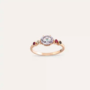 Fiver 0.99 CT Multicolor Safir Taşlı Rose Altın Yüzük