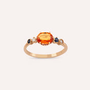 Fiver 0.99 CT Oval Kesim Multicolor Safir Taşlı Rose Altın Yüzük