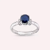 Twine 0.99 CT Safir ve Pırlanta Taşlı Beyaz Altın Yüzük