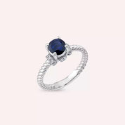 Twine 0.99 CT Safir ve Pırlanta Taşlı Beyaz Altın Yüzük