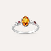 1.02 CT Multicolor Safir ve Pırlanta Taşlı Beyaz Altın Yüzük