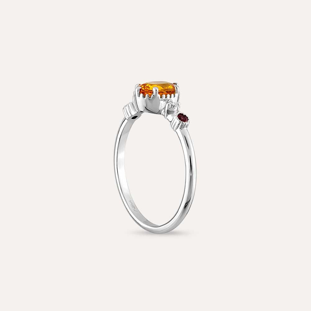 1.02 CT Multicolor Safir ve Pırlanta Taşlı Beyaz Altın Yüzük
