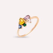 1.09 CT Multicolor Safir, Elmas ve Zümrüt Taşlı Yüzük