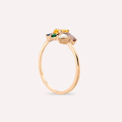 1.09 CT Multicolor Safir, Elmas ve Zümrüt Taşlı Yüzük