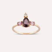 1.16 CT Multicolor Safir ve Pırlanta Taşlı Rose Altın Yüzük